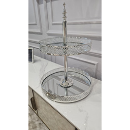 PATERA klasyczna dwupoziomowa metalowa w srebrnym kolorze -