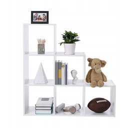 Regał na Książki Schodkowy do Salonu Nowoczesny Biały