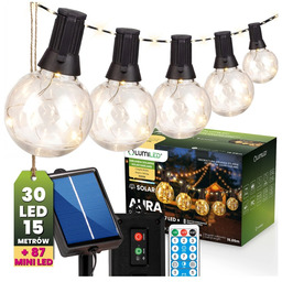 Łańcuch świetlny, girlanda biała ciepła ogrodowa solarna 30