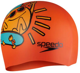 SPEEDO Czepek pływacki SLOGAN PRINTED JUNIOR ORANGE/YELLOW