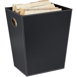 Relaxdays Kosz na drewno kominkowe, ze sztucznej skóry,