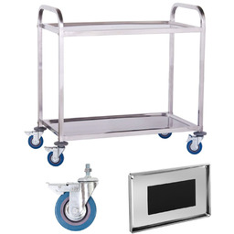 Wózek kelnerski 2 półkowy za stali nierdzewnej