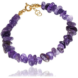 Ametyst Piękna Bransoletka Złote Srebro