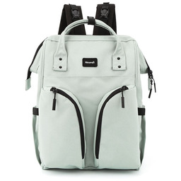 Miętowy plecak typu mommy bag z termicznymi kieszeniami