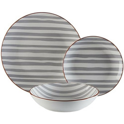 Versa Zestaw obiadowy Wenecja 18 sztuk Szary Porcelana