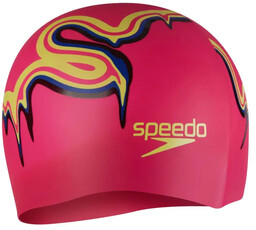 SPEEDO Czepek pływacki SLOGAN PRINTED JUNIOR PINK/BLUE