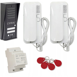 Domofon dwurodzinny Cyfral Cosmo R2 czarny panel, białe