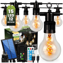 Łańcuch świetlny, girlanda biała ciepła ogrodowa solarna 15xLED