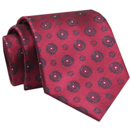 Krawat - ALTIES - Czerwony w Oryginalne Grochy