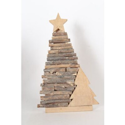 Choinka drewniana posypana brokatem 39,5 cm