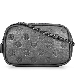 Damska crossbody ze skóry na łańcuszku srebrna