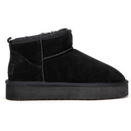 Damskie botki zamszowe krótkie ocieplane czarne