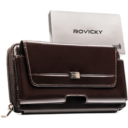 Skórzana, brązowa saszetka męska z systemem RFID -