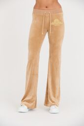 JUICY COUTURE Beżowe damskie spodnie Arched Metallic Layla