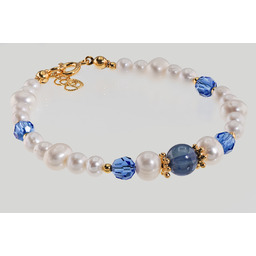 Perły Szafir Oryginalne Kryształy Wyjątkowa Bransoletka Złote Srebro