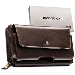 Skórzana, dwukomorowa saszetka męska w brązowym kolorze zamykana