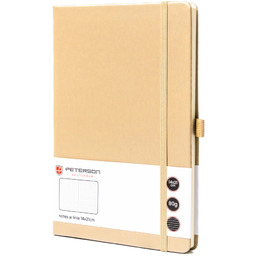Beżowy notes w formacie A5 zadrukowany w linie