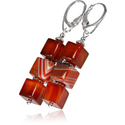 Piękne Kolczyki Karneol Naturalny Srebro