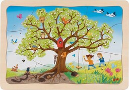 Puzzle drewniane układanka Cztery pory roku Moja jabłonka