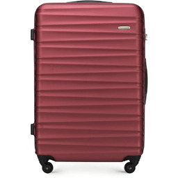 Duża walizka z ABS-u z żebrowaniem bordowa