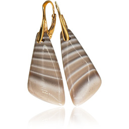 Piękne Kolczyki Krzemień Pasiasty Złote Srebro