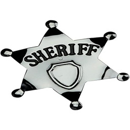 Smiffys Szeryf gwiazda odznaka metalowa, srebrna, 65 mm