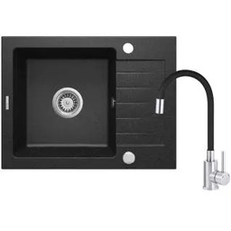 Deante ZORBA Grafitowy + bateria ZQZC211A Stal/Czarny Zlewozmywak
