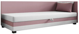 Elior Tapczan jednoosobowy z oparciem różowy + biały