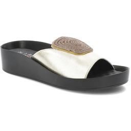 S.Barski Złote Klapki Wsuwane Obuwie Damskie