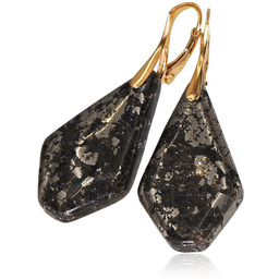 Piryt Niezwykłe Kolczyki Złote Srebro Unikat