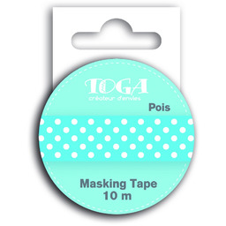 Toga MT30, taśma Washi, w kropki Washi, biały/niebieski,