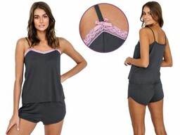 Italian Fashion Piżama damska MOLLY: grafit/róż