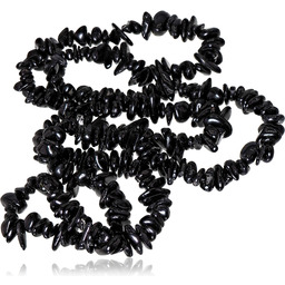 Czarny Turmalin Piękny Długi Naszyjnik Czarne Turmaliny