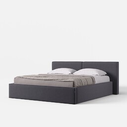 Łóżko tapicerowane z pojemnikiem szare 160x200 cm Duo