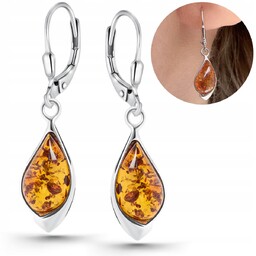 Kolczyki z bursztynem srebrne biżuteria bursztyn bałtycki srebro