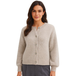 Sweter Damski Kardigan z Guzikami Włoski Beżowy M/L