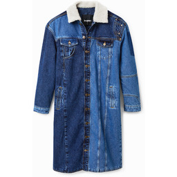 Pikowana kurtka dżinsowa o długim kroju