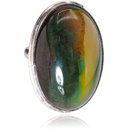Agat Żółty Zielony Wyjątkowy Pierścionek Srebro R10-26
