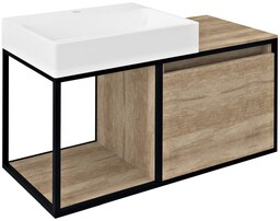 Sapho SKARA szafka pod umywalkę 100x49.5x46.5cm czarny mat/dąb