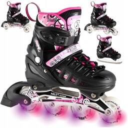 Łyżworolki Rolki Wrotki Regulowane Rekreacyjne Łyżwy Led