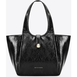 Damska shopperka z imitacji skóry z ozdobnym paskiem