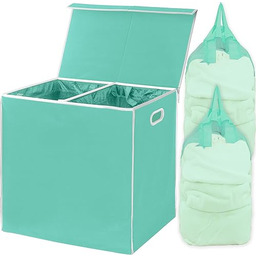 Simple Houseware Podwójny kosz na pranie z pokrywką