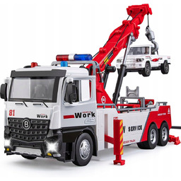 CIĘŻARÓWKA Z dźwigiem METALOWY MODEL SAMOCHODU 1:18 DŹWIĘK