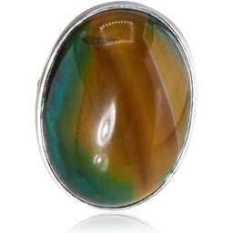 Agat Żółty Zielony Wyjątkowy Pierścionek Srebro R10-26