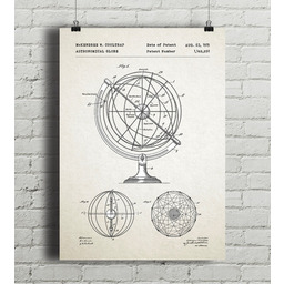 Pakamera Globus astronomiczny - patent - plakat vintage