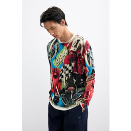 Desigual Sweter z nadrukiem kolażowym