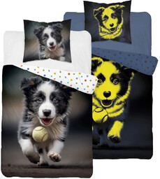 Pościel bawełniana świecąca w ciemności pies Border Collie