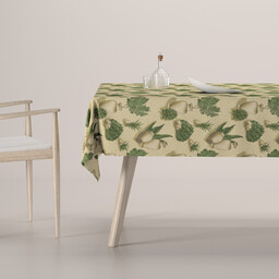 Obrus prostokątny, beżowo-zielony motyw roślinny, Intenso Premium