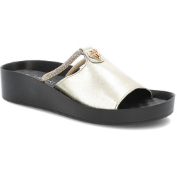 S.Barski Złote Klapki Modne Obuwie Damskie