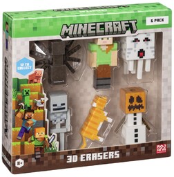 MINECRAFT S1 3D ERASERS FIGURE - 6 PACK
